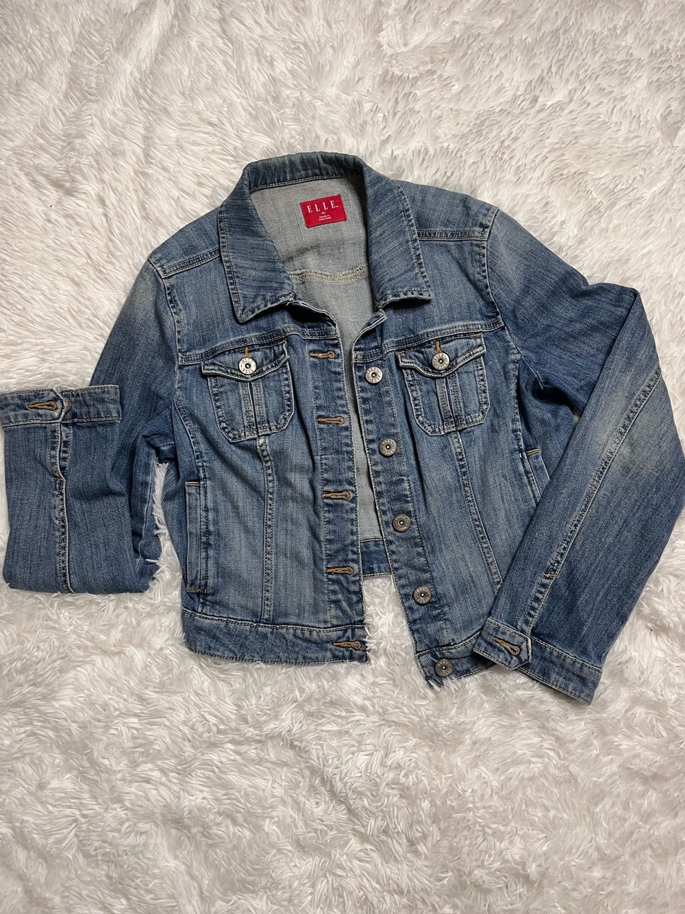 Elle Medium Wash Denim Jacket in Blue